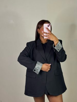 Blazer oversize dentelle noir