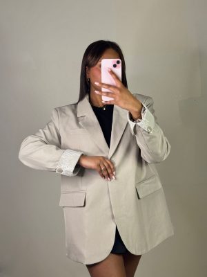 Blazer oversize dentelle crème